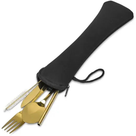 Serendipio Golden Cutlery Set Pouch Unbranded